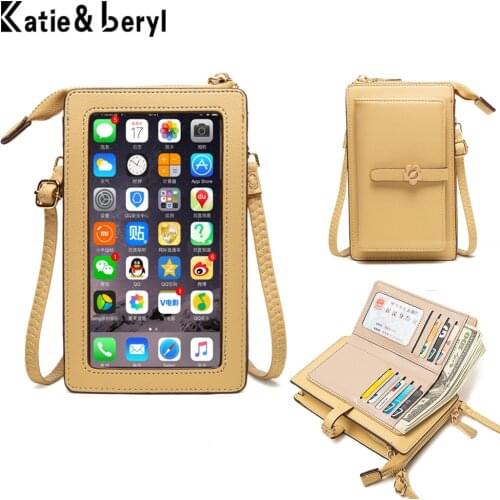 Open Window Touchable Small Women Bag Female Handbags Mobile Phone Bag Crossbody Bag Multi-function Ladies Shoulder Bag Wallet
