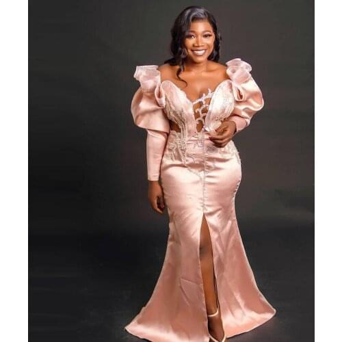 Aso Ebi Mermaid Mermaid Evening Dresses Shiny Sequins Lace Appliques Cutaway Sides Prom Dress Plus Size Front Spit Party Gowns