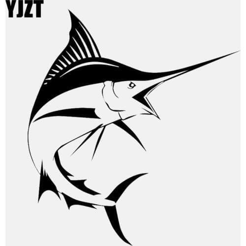 YJZT 14.5CM*16CM Sword Fish Fishing Decal Auto Window Vinyl Car Sticker Black/Silver C24-0732