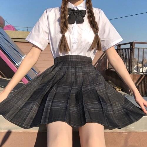 2021 Summer Korean High Waist Pleated JK Skirts Black Gothic Sexy Cute Mini Plaid Skirt Women JK Uniform Students Clothes