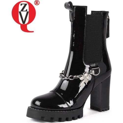 ZVQ Women winter New Style Leisure short boots Fashion Removable metal chain decoration Concise Mature Round Toe Comfortable