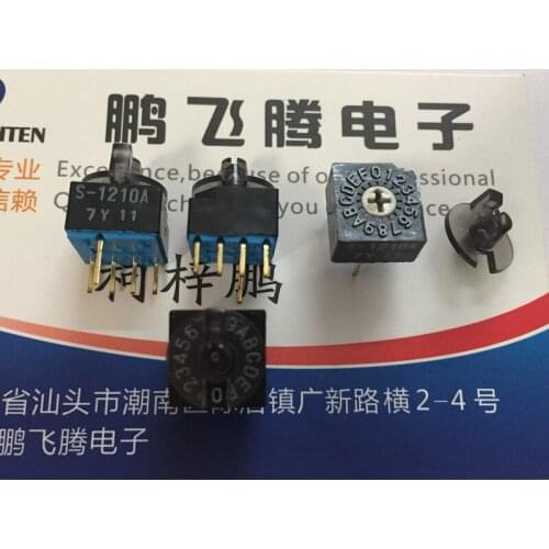 1PCS Japan COPAL S-1210A 0-F/16 bit rotary coding dial code switch positive code with hat with handle 4:1 foot cross head