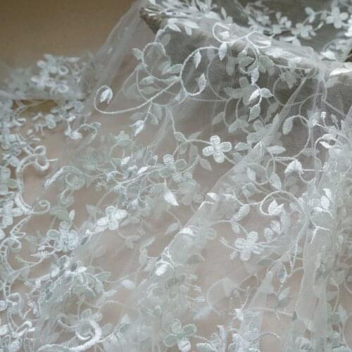 140cm white Wedding bridal Dress Applique DIY Bridal Headdress scarf veil Embroidered Lace Fabric Patch curtain free shipping