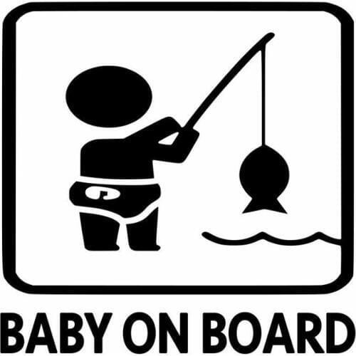 18cm wide Baby On Board Fishing Baby Car Decal Cute Funny Window Bumper Decor Stickers Removable Vinyl L627