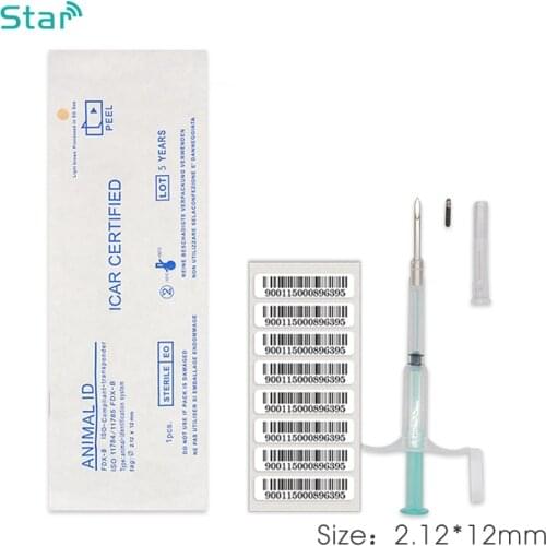 1x Animal Id Injectable Microchip Syringe Needle With Glass Tag 2*12 1.25*7mm 1.4*8mm Rfid Transponder Microchips