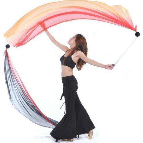 2Pcs Silk Veil And 2 Pcs POI Chain Ball Belly Dance Silk Veil POI Streamer Stage Thrown Balls Women Belly Dance Level Hand Props