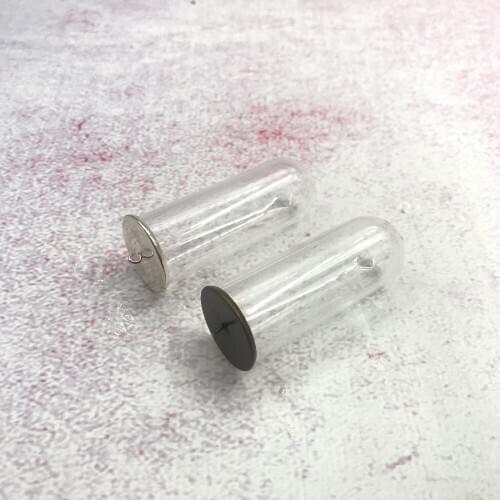 5pcs/lot 50x18mm Bell jar shape tube clear glass bubble bottle with metal base for DIY necklace accessories findings home decor