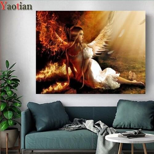 5d diy diamond painting angel girl full Drill square round diamond embroidery mosaic for Flame sunlight home decoration 2021 new