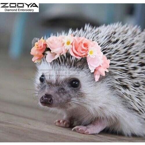 ZOOYA Diamond Embroidery 5D DIY Diamond Painting Lovely Hedgehog & Flower Diamond Painting Cross Stitch Rhinestone Mosaic BJ1618