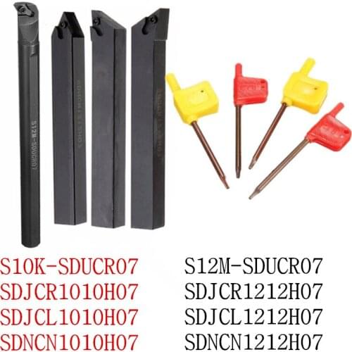 HOT 4Pcs Set Of 12mm 10mm SDUCR07 SDJCR07 SDJCL07 SDNCN07 Lathe Turning Tool Holder Borning Bar For DCMT0702 Insert