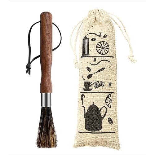Long Wood Handle Coffee Machine Cleaning Brush Bean Grinder Powder Cleaning Brush Household Items Bar Utensil