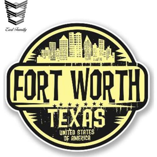 EARLFAMILY 13cm x 11cm Car Sticker Fort Worth Texas USA America Vinyl Sticker Laptop Travel Luggage Decal Waterproof Car Styling