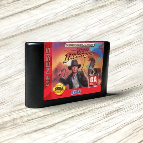 Instruments of Chaos Starring Young Indiana Jones - USA Label Flashkit MD Card for Sega Genesis Megadrive Video Game Console