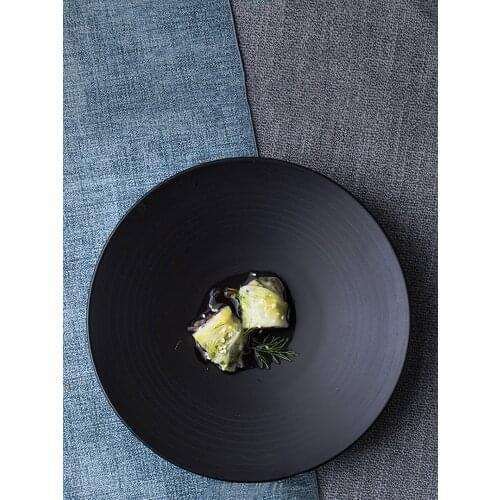 European-style ceramic dinner plate hotel western restaurant dessert steak plate home creative matte black glaze tableware