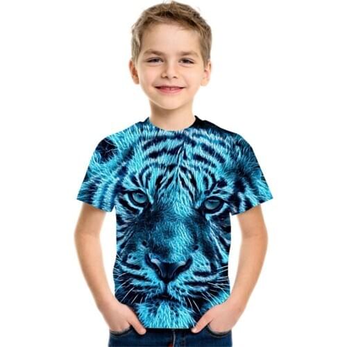 Summer Children 3D Short-Sleeved Leisure T shirt Animal Lion Tiger Wolf Cats Printed Boys Girls T-shirt Kids Fashion Tshirt