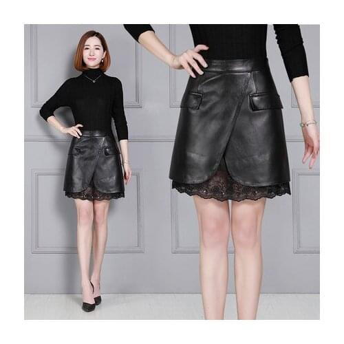 Top brand Genuine New Fashion Sheep Leather Skirt K57 high quality