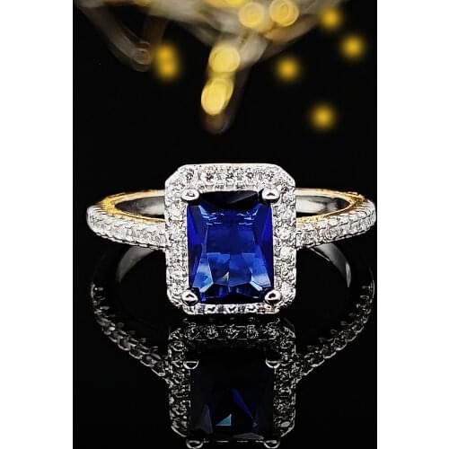 Fashion 925 sterling Silver Engagement wedding Rings for Women ring set band finger promise Jewelry blue bridal wholesale R1997s