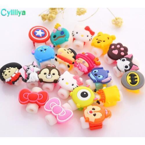 Cartoon USB Cable Earphone Protector Headphones Line Saver For iPhone 5 6 6s 7 Samsung Charging Line Data Cable Protector 100pcs