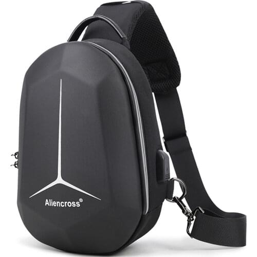 Men Multifunction Reflective Oxford PVC Anti-theft USB Shoulder Bag Crossbody Sling Bag Travel Messenger Pack Chest Bag For Male