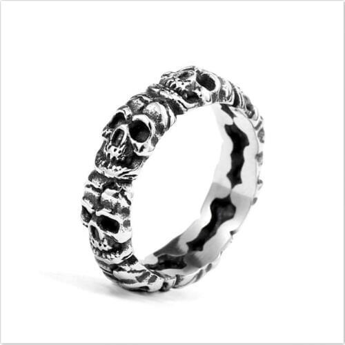 Men punk skull ring stainless steel high quality round simple jewelry as gift