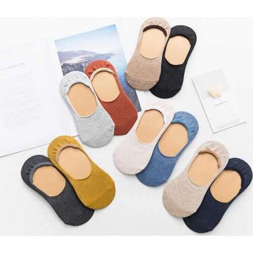 5 Pairs Spring Summer Women Socks Solid Color Fashion Wild Shallow Mouth Invisible Felmen Slipper Socks Fashion Soft sock