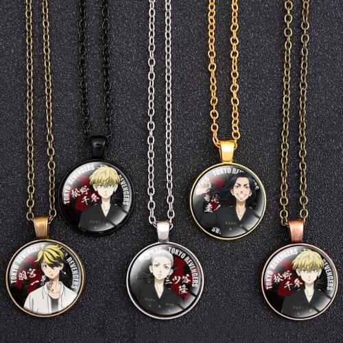 Anime Tokyo Revengers Necklace Jewelry Cosplay Manjiro Ken Takemichi Hinata Glass Dome Pendant Necklaces For Men Women