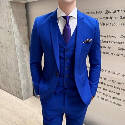 Jacket+Vest+Pants) 2021 Men Skinny 3 Pieces Set Formal Slim Fit Tuxedo Prom Suit Male Groom Wedding Blazers High Quality Dress