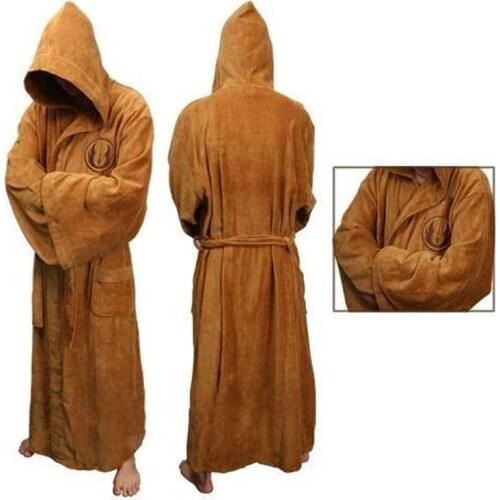Star Wars Jedi Pajamas Galaxy Empire Bathrobe Pajamas Plain Robe Solid Color Long Sleeve Hooded Collar Streetwear