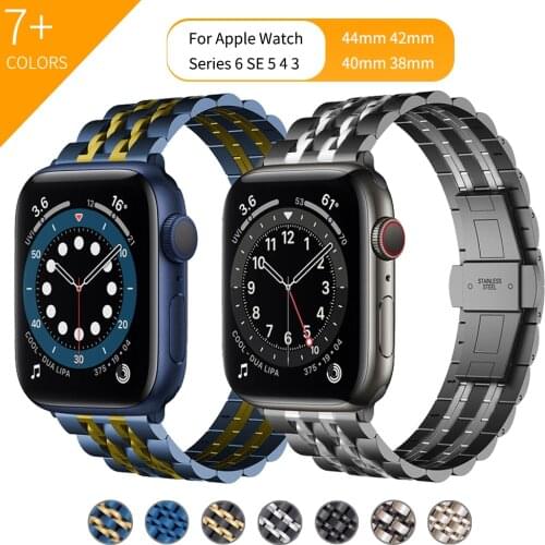 Stainless Steel Butterfly buckle Strap For Apple Watch Series 6 SE 5 4 bands For iWatch 44mm 40mm 42mm 38mm Bracelet watchbands