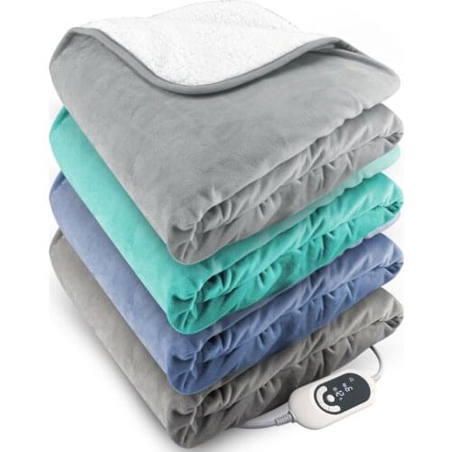 Reversible Sherpa/Fleece Heated Electric Throw Blanket, 50"x60" With 6 Setting Controller
