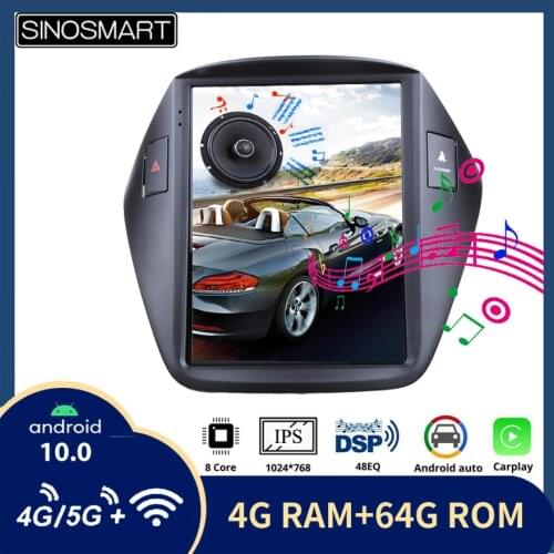 Sinosmart Tesla Style Vertical IPS Screen Car Gps Multimedia Navigation Player for Hyundai IX35 I35 Tucson 2009-2015