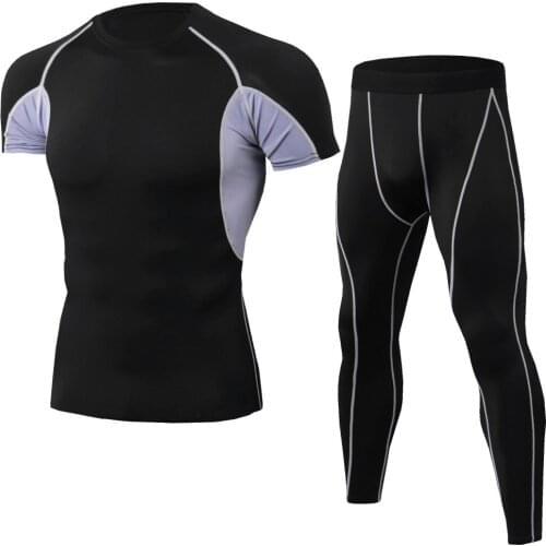 Sportswear Men Fitness Compression Shirt Pants Sets Jogging Tracksuit Gym Clothes Quick Dry Leggings Training Suit MMA Rashguard