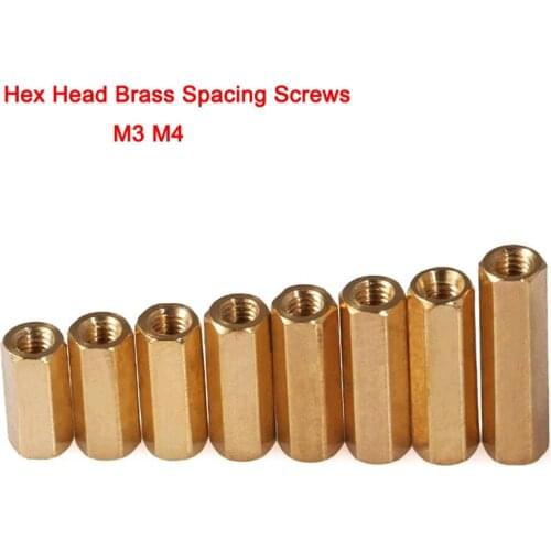10-50Pcs Brass Female Hex Head Spacing Screws Threaded Pillar PCB Computer PC Motherboard StandOff Spacer M3/M4*L