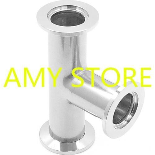 1)Tee KF-10/16/25/40/50 Vacuum KF Flange Size NW-25, 304 Stainless Steel Quick Flange Fittings Plumbing 30/40/55/75mm Ferrule OD
