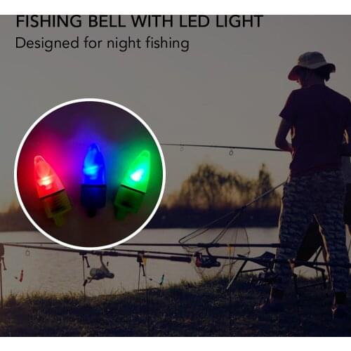 10pcs LED Night Fishing Rod Bite Bait Alarm Light with Twin Bells Ring Fishing Bite Alarm Indicator