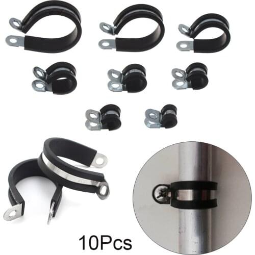 10Pcs Pipe Mounting Fix Lined P Clips Wiring Hose Clamp Pipe Cable Fasteners Hardware Electrical Fittings Rubber Hose Clamp