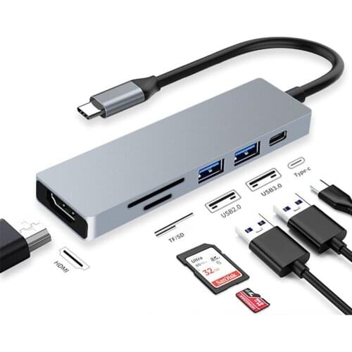 USB C Hub Type-C to HDMI-compatible 100M Adapter OTG 4/5/6/7 Ports Dock Splitter Box USB Hub for Macbook Pro/Air M1 2021 Type-C