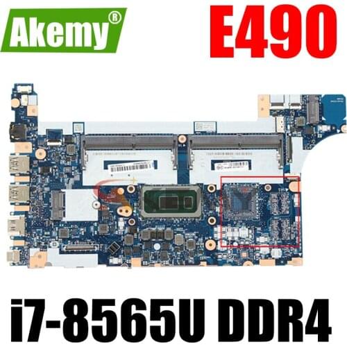 Akemy For Lenovo Thinkpad E490 E590 Notebook Motherboard NM-B911 CPU i7-8565U DDR4 Tested 100% Working FRU 5B20V80732 5B20V80729