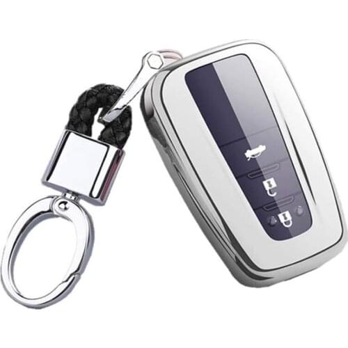 For Toyota Key Fob Cover with Keychain TPU Smart Key Case for 2018-2021 Toyota Camry RAV4 Avalon Corolla
