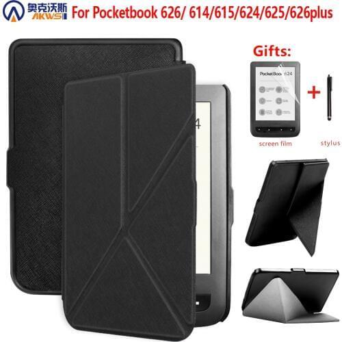 PU Leather Case for Pocketbook 626 614 Plus 615 624 625, Protective Cover for Pocketbook Touch Lux 3 Ruby Red 6" Ereader