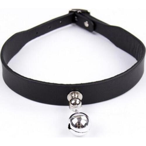 Fetish PU Leather Sexy Collar with Bell Neck Strap Adjustable Belt Slave Bondage BDSM Bondage Sex Product Adult Sex Toy Product