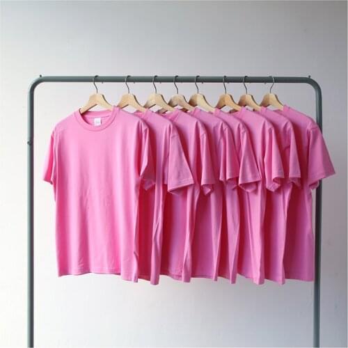 Pink 100% Cotton Summer Basic T Shirts O-Neck NEW Women Short Sleeve Couples T Shirt Harajuku Casual Tops Women Summer Tees K739