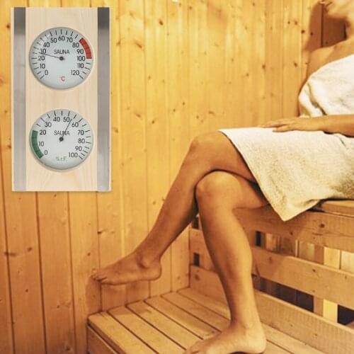 Sauna Room Indoor Themometer and Hygrometer Wood Grain Temperature and Humidity Gauge Wall Hanging Hygrothermograph wholesales