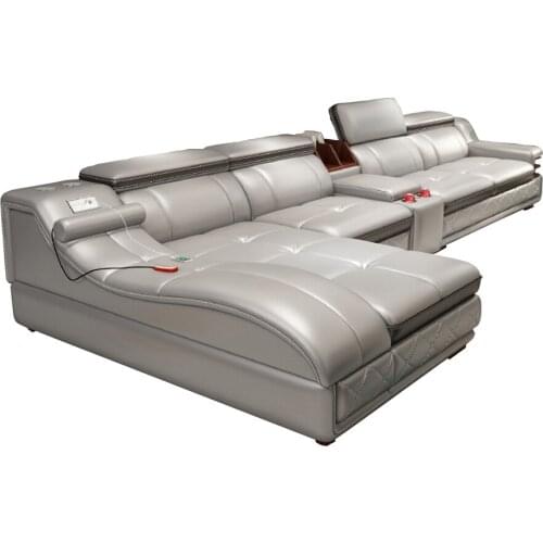 Living Room Sofa set real genuine cow leather sofa recliner speaker massage bluetooth puff asiento muebles de sala canape cama