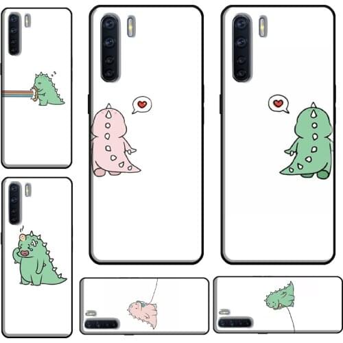 Cute Animal Couple Dinosaur Phone Case For OPPO A52 A72 A92 A1K A3S A5S A15 A83 A91 A93 F5 Reno 2 Z A5 A9 A31 A53 2020