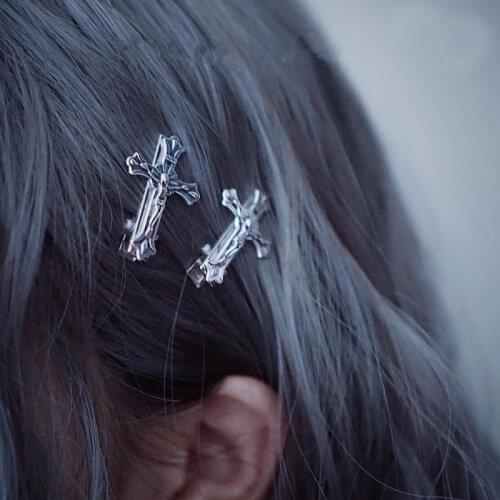 MISANANRYNE Punk Style Cross Skull Jesus Make Old Metal Hair Grip Women Cross Jesus Hairpin For Unisex Hair Clip Accessories
