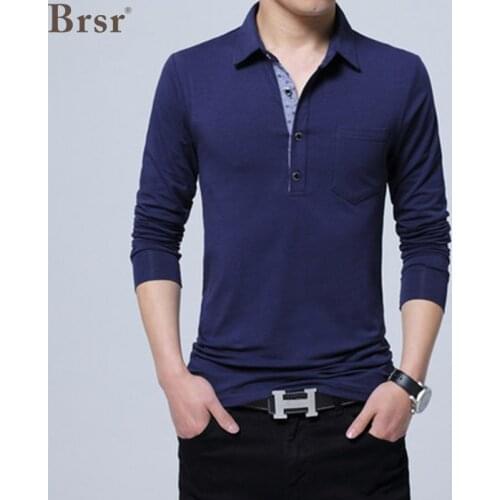 Mens Polo Shirt Brand New Spring Autumn Male Long Sleeve Fashion Casual Slim Pocket Jerseys Plus Size M-5XL Oversized T-shirt