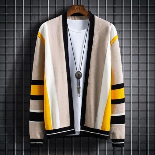 Handsome Striped Cardigan Men Knitted Cotton Wool Sweater Men Clothes 2020 Autumn Winter New Mens Sweaters And Cardigans Coat