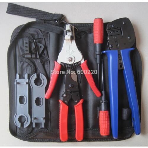 Solar Crimping Tool Kits with 2.5-6.0mm2 crimping tool MC3/MC4 crimping die,solar tool set with MC4/MC3 Crimper,Stripper,Cutter
