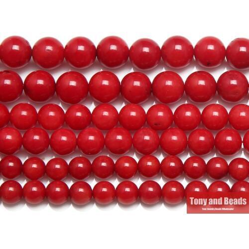 Natural Red Coral Round Loose Beads 15" Strand 5.5MM Pick Size For Jewelry Making
